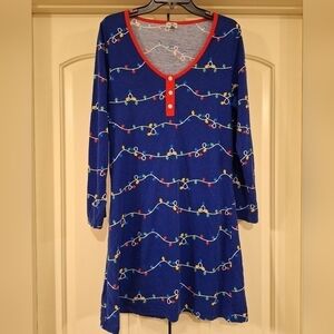 BedHead Pajamas Christmas String Lights Festive Long-Sleeve Sleep Gown BH PJs